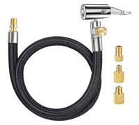 Adaptateur de gonflage de pneu autobloquant avec moniteur numérique, fonction de connexion rapide et adapté aux valves automobiles et cyclistes (80 cm)