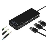 Adaptateur de hub Mobile USB 2.0 avec 3 Ports USB 2.0 + 2 x Prise Casque + Port Microphone - Compatible avec Les Ordinateurs Portables, Les tablettes et Les Ultrabooks