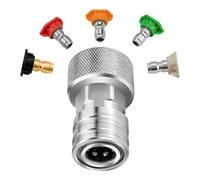Adaptateur de lavage pour tuyau de pression Garden - Acier inoxydable argenté, 3/4 GHT vers 1/4 pouce Kit de connexion rapide, raccord de tuyau de lavage de pression, joints toriques, compatibilité