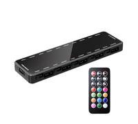 Adaptateur de lumière RVB pour ordinateur télécommandé, 5 V 3 broches PWM ARGB avec surveillance de la température, adaptateur de lumière pour composants LED, télécommande | Solution d'éclairage PC