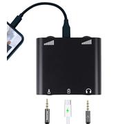 Adaptateur de microphone Lightning et Type-C avec port de charge - Adaptateur de micro pour podcast/Twitch/YouTube/TikTok Live Stream, prise audio 3,5 mm et surveillance en temps réel (iOS/Android/PC