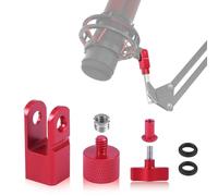 Adaptateur de Montage de Microphone en Métal, Comprend un Adaptateur de Vis 3/8" Ou 1/4" pour Le Support de Microphone Hyperx Quadcast et l'Accessoire de Remplacement de Bras de Perche (Rouge)