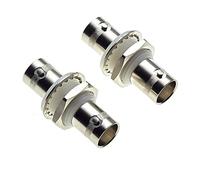 Adaptateur de montage sur panneau BNC femelle vers BNC femelle - Prises isolantes blanches 50 Ohm Connecteur de cloison femelle Coupleur coaxial Adaptateur de câble coaxial pour CCTV - Lot de 2