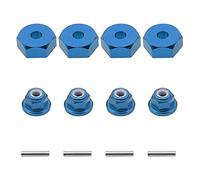 Adaptateur de moyeu de Roue Hexagonal en Aluminium 1/10 12 mm et écrou de Verrouillage M4 pour Voitures 1/10 Stampede Slash 4x4 RC Car Racing Volcano Lightning Tornado STK sur Route, Bleu