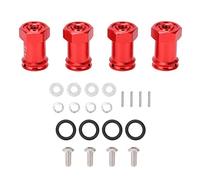 Adaptateur de moyeu hexagonal de roue en aluminium RC, extension décalée de 15 mm, coupleur d'entraînement hexagonal pour TRAXXAS MINI E REVO 1/16, accessoires de mise à niveau de (Rouge)