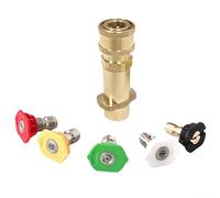 Adaptateur de nettoyeur haute pression en laiton avec raccord rapide de 6,35 mm et 5 buses de pulvérisation pour Karcher K2 K3 K4 K5 K6 pour nettoyage de voiture, terrasse et fenêtre