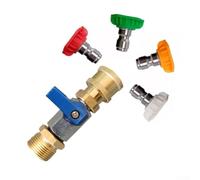 Adaptateur de nettoyeur haute pression M22 de 14 mm avec interrupteur marche/arrêt avec connexion rapide et conçu pour une fixation et un détachement faciles du tuyau (buse bleue)