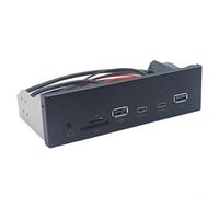 Adaptateur de panneau avant USB 3.2 Gen1, transfert de données 5 Gbit/s avec USB-A, lecteur audio et de cartes, solution de baie de lecteur de 5,25 pouces pour boîtier PC, matériau ABS, noir