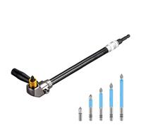 Adaptateur de perceuse à 90 degrés, accessoire Compact, embout à Angle droi | Adaptateur de perceuse compact à angle droit de 90 degrés en acier au carbone avec poignée antidérapante. Comprend 5