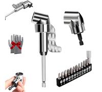 Adaptateur de perceuse à angle droit de 105 degrés, embout hexagonal pour tournevis, remplacement rapide de la clé à percussion et de la douille de tournevis magnétique, fixation de perceuse à angle