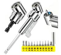 Adaptateur de perceuse d'angle 2026 NWE, adaptateur de perceuse à angle droit de 105 degrés, tournevis électrique d'extension de fixation, foret d'angle à tige hexagonale de 6,35 mm (long + court)