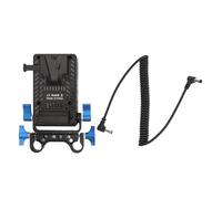 Adaptateur de plaque de batterie à montage en V avec 7 ports de sortie, plaque d'alimentation en V Lock pour caméscope DSLR BMPCC 4K 6K avec lumière LED, câble à ressort inclus