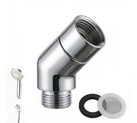 Adaptateur de Pommeau de Douche en Laiton Massif, Raccord Coudé à 135 Degrés avec Connecteur d’Extension G1/2" Chromé et Rotatif, Standard Nord-Américain Anti-Fuite pour Salle de Bain2 ans de garantie