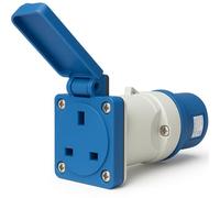 Adaptateur de prise 16 A vers 13 A avec couvercle à charnière - 3 broches vers prise britannique de camping électrique pour caravanes, camping-cars, remorques de restauration et générateurs
