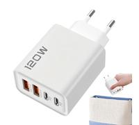 Adaptateur de Prise - Bloc de Charge Rapide - Adaptateur Secteur USB 120W avec Ports Type C pour Téléphone Maison Voiture Tablette PC Portable Voyage