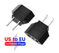 Adaptateur de prise de courant 4,0 mm US vers EU, adaptateur de voyage US Amérique vers EU Europe, prise électrique, prise de courant, prise secteur AC Black