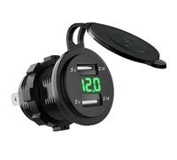 Adaptateur De Prise De Courant Double Usb,Étanche,Port De Charge Usb 4,2a Avec Voltmètre Numérique Pour Voiture,Bateau,Camion - Type Green