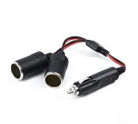 Adaptateur de prise de voiture double alimentation 2 voies 12 V 24 V avec indicateur de charge LED et câble de 25 cm pour connecter plusieurs appareils dans les véhicules
