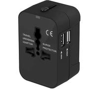 Adaptateur de Prise de Voyage Universel Adaptateur International avec Deux Ports USB pour Le Japon Chine Canada USA EU UK AU À Propos de 150 Pays pour Noël (Noir)