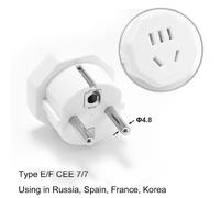 Adaptateur de prise de voyage universel UE,prise électrique,prise murale,prise secteur,États-Unis vers UE,France,Corée,Espagne,AU,UK,CN vers Euro - Type white #A