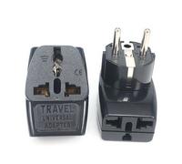 Adaptateur de prise Schuko universel 2 en 1, vente en gros, CE 250v 16a, inde, états-unis, royaume-uni, AU, suisse vers l'ue, mise à la terre, russie, allemagne, français, Type E/F noir