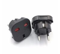 Adaptateur de prise UK vers EU 220V, 1 pièce, convertisseur de prise de voyage Euro, chargeur mural AC, adaptateur secteur, adaptateur britannique britannique, prises électriques 4.8mm Pins Black