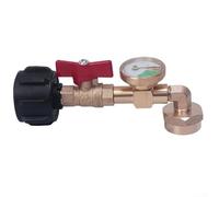 Adaptateur de propane avec valve et manomètre, connecteur de remplissage de gaz en laiton massif, pour réservoirs de 0,5 kg à 9,1 kg, coude à 90 degrés, pour équipement de camping et de randonnée