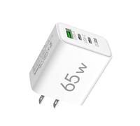 Adaptateur de puissance de sortie triple | Chargeur mural USB multi-ports | Cube de charge triple de 65 W | Adaptateur mural avec 1 standard et 2 points de vente PD | Centre de puissance compact pour