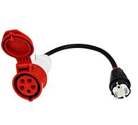 Adaptateur de qualité supérieure de 16 A Schuko mâle vers couplage CEE 16-32 A WALTHER 5 broches (16 A Schuko -> 32 A CEE)