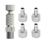 Adaptateur de raccord aérographe en alliage 0,3 cm finition argent | Jeu de 5 pièces, 1 coupleur rapide, 4 raccords mâles, 1/8 pour filetage BSP, pour un échange instantané