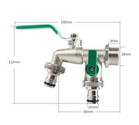 Adaptateur de rechange for robinet jardin en alliage zinc 3/4" à double commande et débit d'eau, avec embout poignée for une ouverture/fermeture facile Pour Jardin, Baril de Pluie(Green)