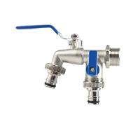 Adaptateur de rechange for robinet jardin en alliage zinc 3/4" à double commande et débit d'eau, avec embout poignée for une ouverture/fermeture facile Pour Jardin, Baril de Pluie(Blue)