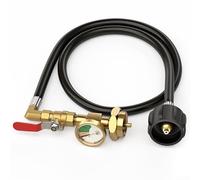 Adaptateur de recharge de propane avec tuyau de 0,9 m et manomètre | Pour connecteur QCC à 0,5 kg pour réchauds de camping | Kit de recharge en laiton étanche robuste pour l'extérieur
