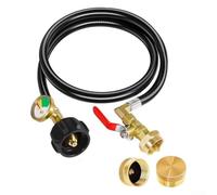 Adaptateur de recharge de propane, tuyau de 0,9 m avec jauge et valve de commande pour réservoirs de 0,5 kg, kit de recharge de réservoir de propane amélioré avec 2 bouchons