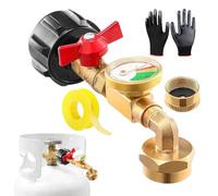 Adaptateur de recharge pour bouteille de propane de 450 g, convertisseur de recharge avec valve et manomètre, design coude 90°, bouteilles 0,45 kg depuis réservoir 9 kg, équipement extérieur pour