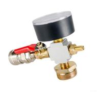 Adaptateur de réservoir d'air multi-valves avec moniteur de pression intégré et têtes autobloquantes de type C pour applications de transfert de gaz, conception en métal (quatre voies)