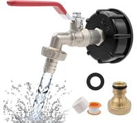 Adaptateur de réservoir de vidange IBC pour robinet de jardin, raccord 1/2 pouce, adaptateur de réservoir 1000 l en laiton pour robinet de jardin, remplacement de robinet pour réservoir d'eau de plu