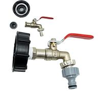 Adaptateur de réservoir IBC IBC - Adaptateur de vidange pour réservoir d'eau - Raccord de Robinet S60X6 sur Laiton - Robinet de Jardin avec raccord de Tuyau de 1/2" - pour Huile, Carburant et Eau