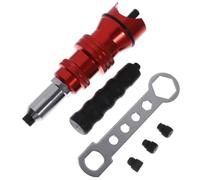 Adaptateur de Rivet pour Perceuse, Tête Électrique Rouge en aluminium | Conversion Rapide du Forage au Rivetage, Installation Ergonomique, Trois Embouts et Clé Inclus, pour Maintenance