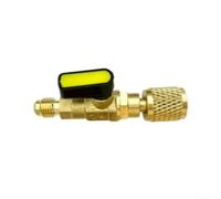 Adaptateur de robinet à boisseau sphérique AC Service avec connexions SAE 1/4 pour une utilisation multiple y compris R12 R22 R134A R32 et R454 (jaune)
