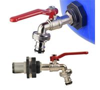 Adaptateur de robinet de réservoir de Valve de baril de pluie de 1/2 pouces, tuyau d'arrosage de mamelon de 16mm, robinet à connexion rapide, raccord de Valve de réservoir en alliage(405F)