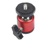 Adaptateur de tête sphérique en alliage d'aluminium pour mini trépied avec vis 6,35 mm compatible avec appareils photo reflex numériques et pieds de micro (rouge)