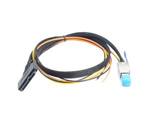 Adaptateur de transmission SFF-8644 vers SFF-8639 avec câble d'alimentation ouvert pour extension de stockage serveur, transfert de données, câble d'extension de fond de panier hôte