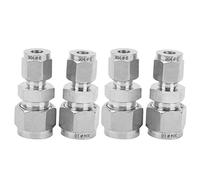 Adaptateur de tube de compression 4pcs 304 Union réducteur en acier inoxydable droit pour les tuyaux d' d'air d'eau (F6 / F10)