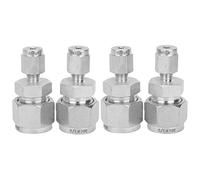 Adaptateur de tube droit à double virole de raccord de compression en acier inoxydable 4 pièces, connecteur de raccord de tuyau pour tuyaux d' de gaz d'eau, adaptateur de tube en (F1/8-F1/2)