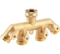 Adaptateur de tuyau d'arrosage 4 voies en laiton Vanne à bille Connecteur de robinet d'eau
