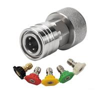 Adaptateur de tuyau d'arrosage en acier inoxydable à connexion rapide avec embouts de buse de pulvérisation pour intégration du système de nettoyeur haute pression, GHT 3/4 à 1/4 (B)