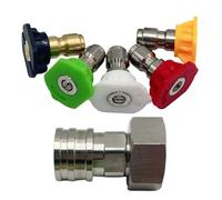 Adaptateur de tuyau d'arrosage - Kit de connexion avec 5 buses, 200 g - Raccord rapide en métal inoxydable - Boîte de matériel pour une haute efficacité de pression - Interface standard pour le