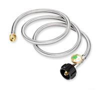 Adaptateur de tuyau de propane de 1,8 m avec jauge pour plaque de cuisson, compatible avec les cuisinières Coleman et pour Weber pour les barbecues Q, conduite de gaz en acier inoxydable pour cuisine