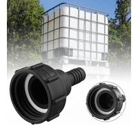 Adaptateur de tuyau de réservoir IBC 1000L - 60 mm x 20 mm - Verrouillage à came - Raccord rapide pour tuyaux d'aspiration/livraison agricoles - Plastique noir